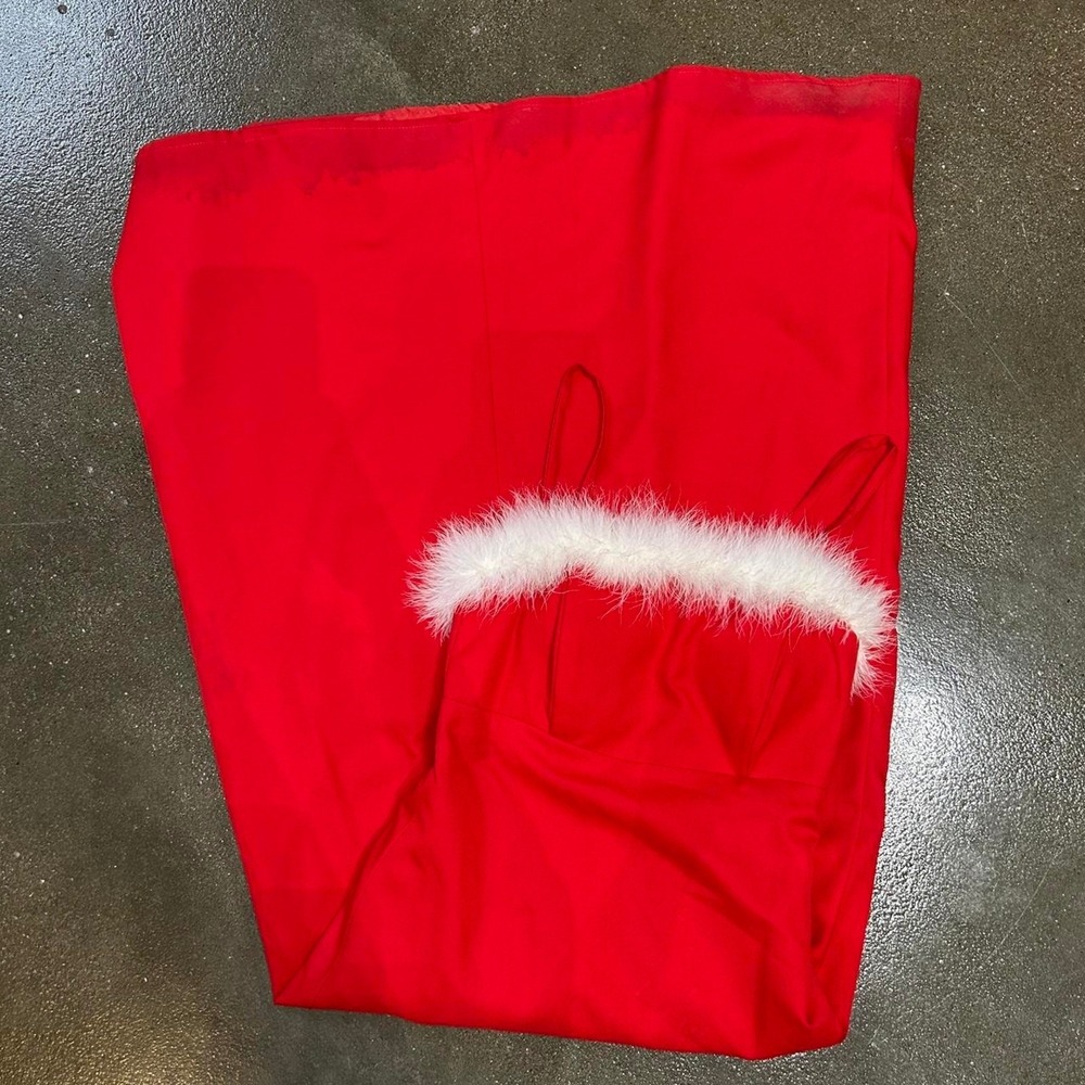 True Vintage Union Made Red Christmas Themed Size Small Maxi Dress